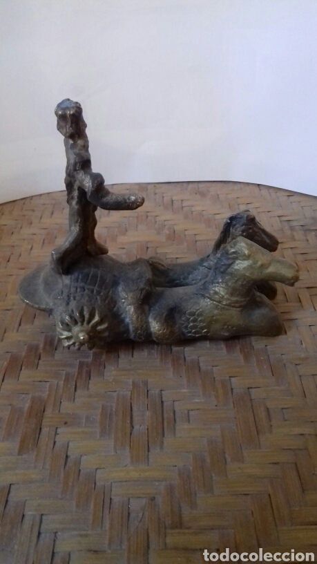 Arte: Antigua escultura de neptuno en bronce. Hecha a mano, para colocar sobre peana. Mide 12 x 10 - Foto 3 - 141555074