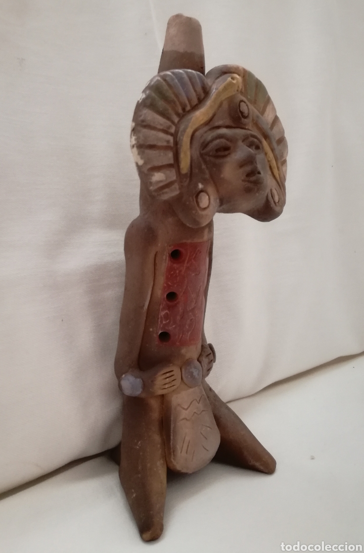 Arte: Flauta Azteca Terracota. - Foto 3