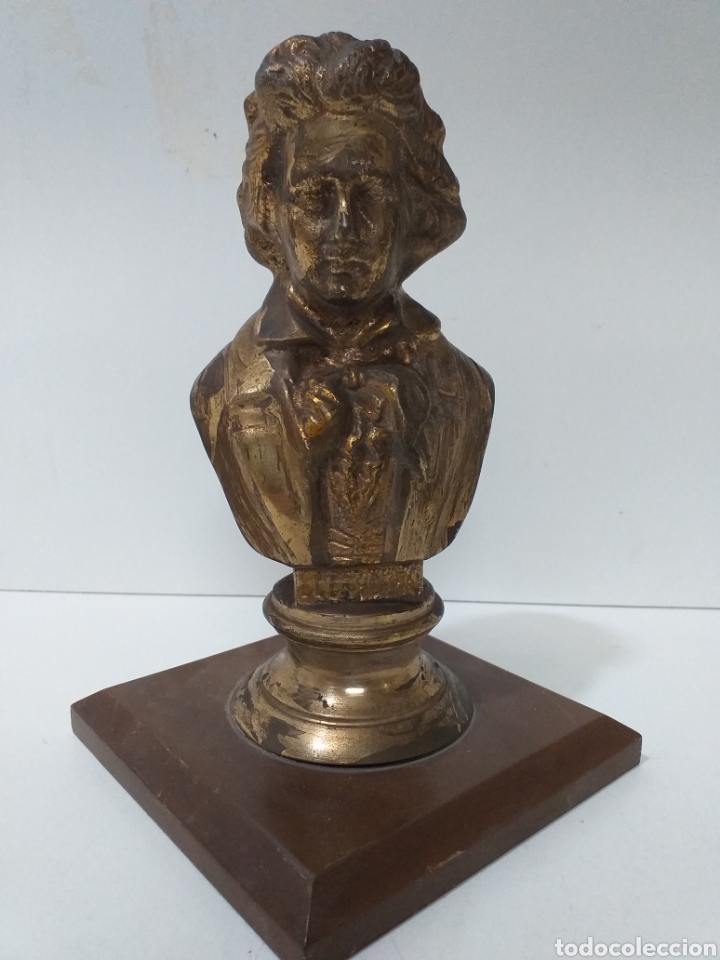 Arte: Antiguo busto en bronce, escultura de Beethoven, posiblemente hecha a mano por como se ve hecha. - Foto 1 - 158857345