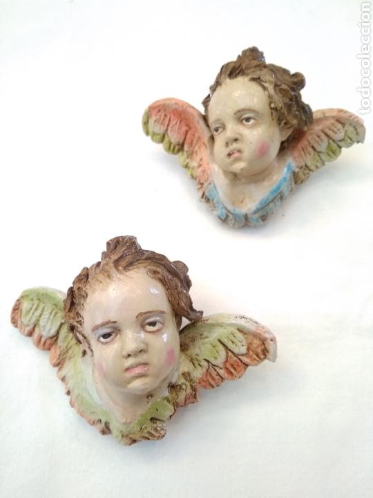 Arte: &Aacute;ngel Pareja de querubines de terracota pintados a mano (nuevo)