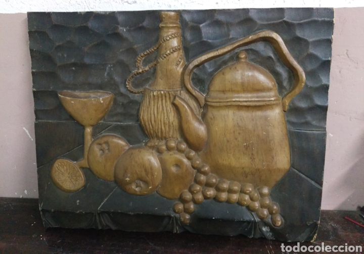 Arte: DESCONOCIDO: Talla en madera bajorrelieve BODEGON - Foto 3