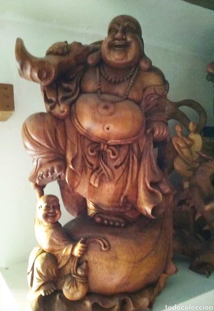 Arte: Antiguo Buda madera de teca - Foto 1