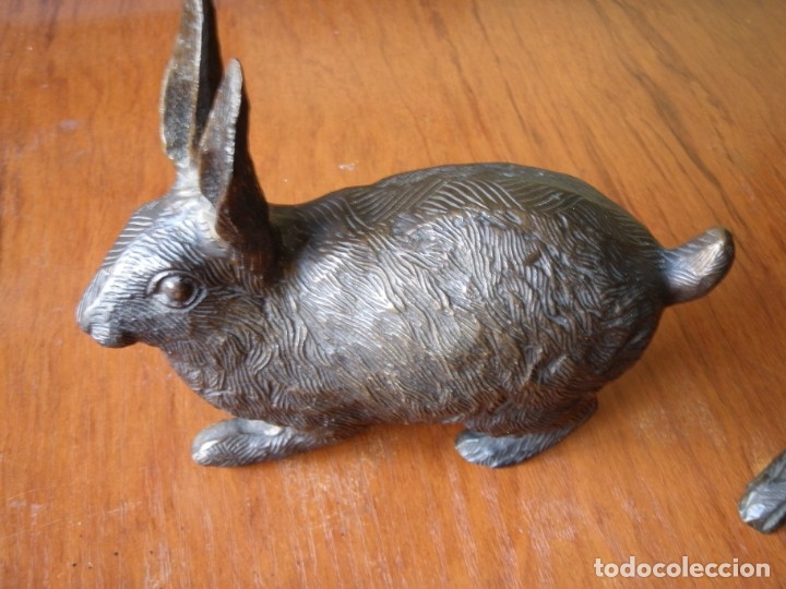 Arte: PAREJA DE CONEJOS DE BRONCE - Foto 5
