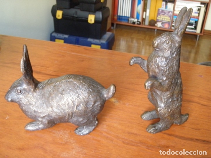 Arte: PAREJA DE CONEJOS DE BRONCE - Foto 7