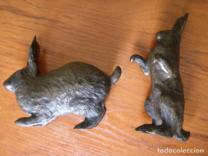 Arte: PAREJA DE CONEJOS DE BRONCE - Foto 9