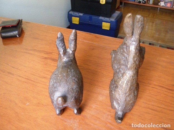 Arte: PAREJA DE CONEJOS DE BRONCE - Foto 12