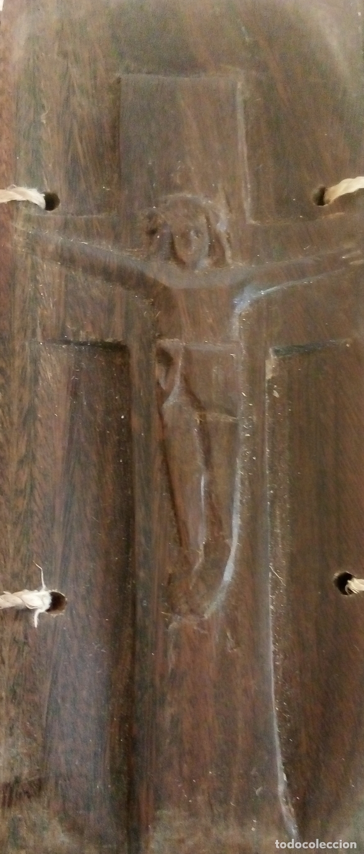 Arte: TRIPTICO RELIGIOSO DE MADERA - TALLADO A MAMO. - Foto 7