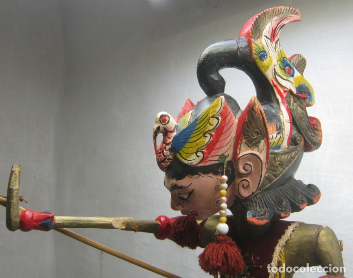 Kunst: 70 cm &middot; Antigua gran marioneta madera &middot; t&iacute;tere oriental &middot; Sudeste Asi&aacute;tico