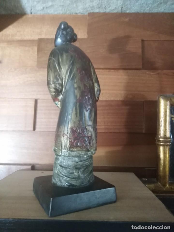Arte: Geisha de bronce policromada. - Foto 4