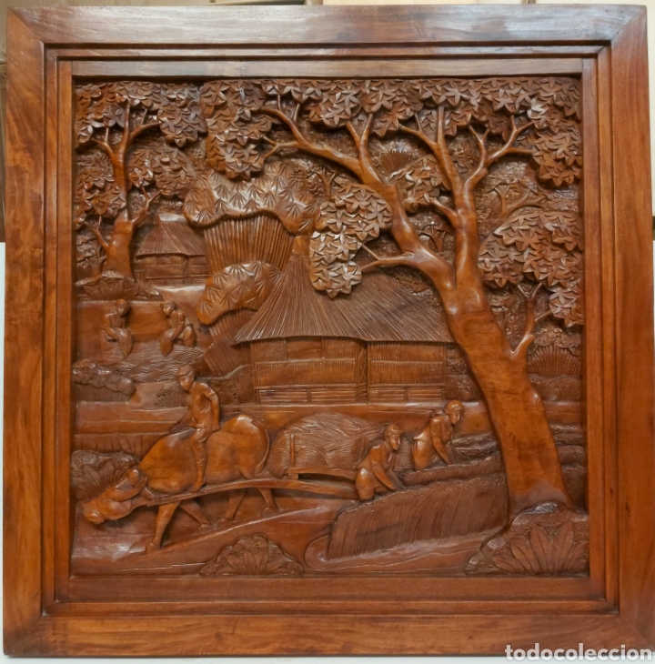 Arte: Enorme Plaf&oacute;n tallado madera - Foto 1