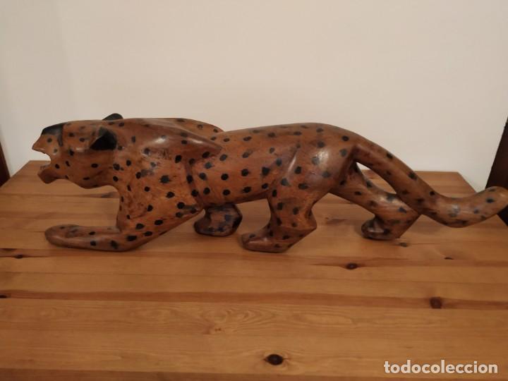 Arte: PAREJA LEOPARDOS GUEPARDOS EN MADERA - Foto 7