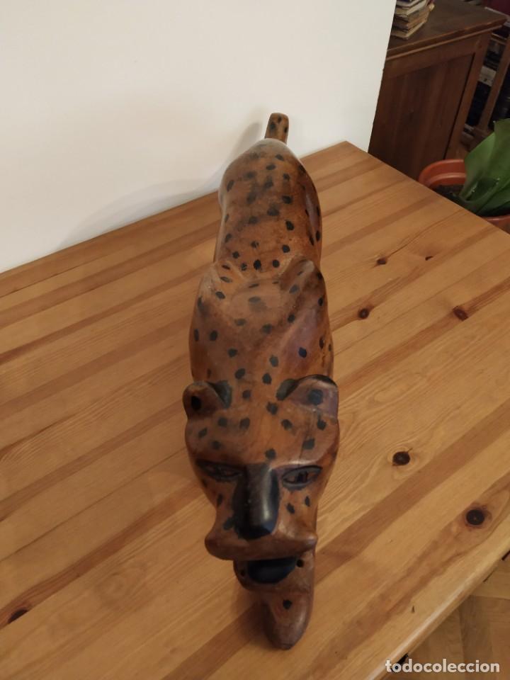 Arte: PAREJA LEOPARDOS GUEPARDOS EN MADERA - Foto 8