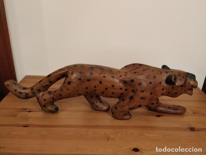 Arte: PAREJA LEOPARDOS GUEPARDOS EN MADERA - Foto 9