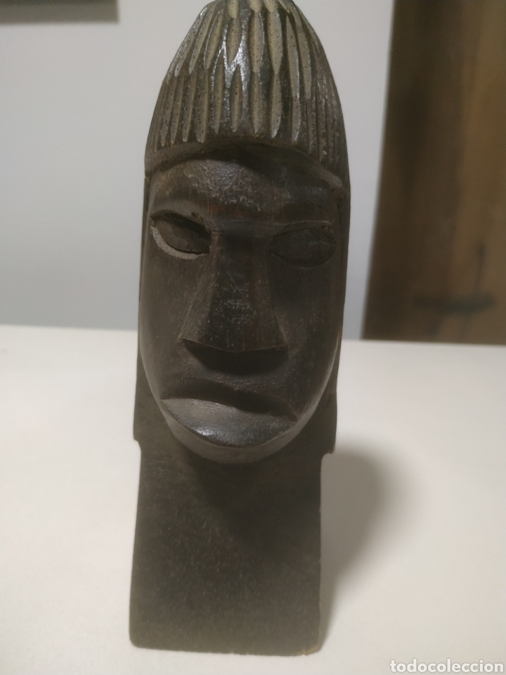Arte: Cabeza africana en madera - Foto 2