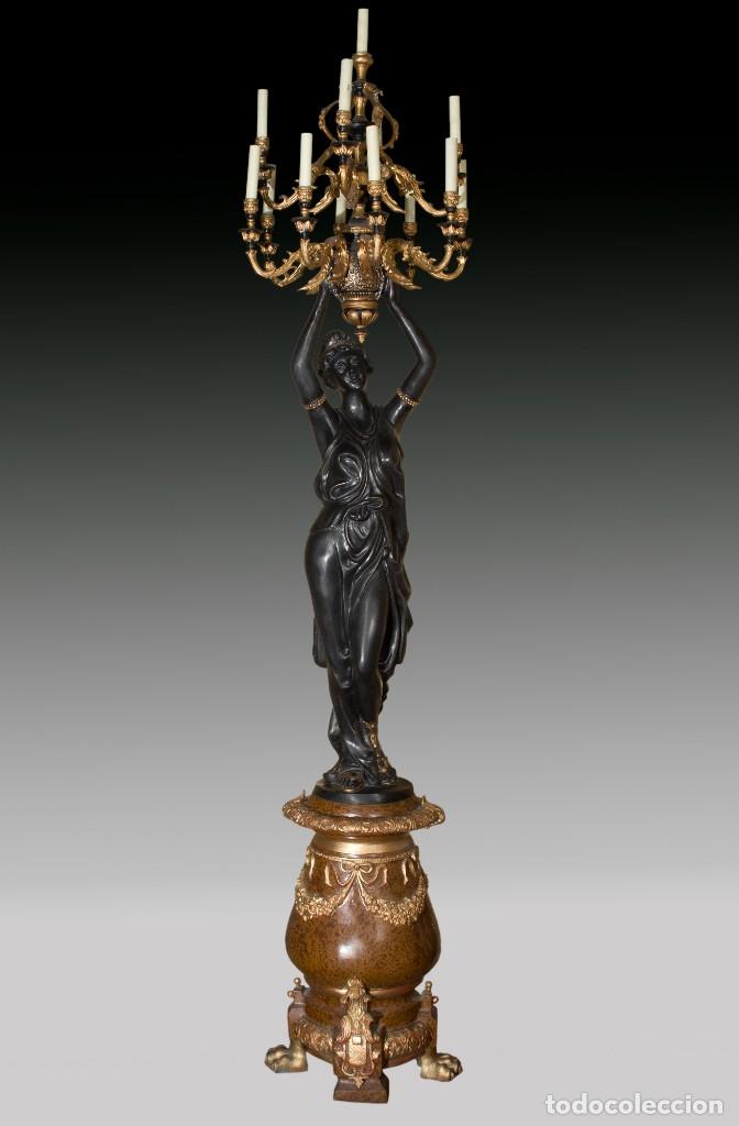 Arte: Luminaria en bronce policromado. - Foto 1