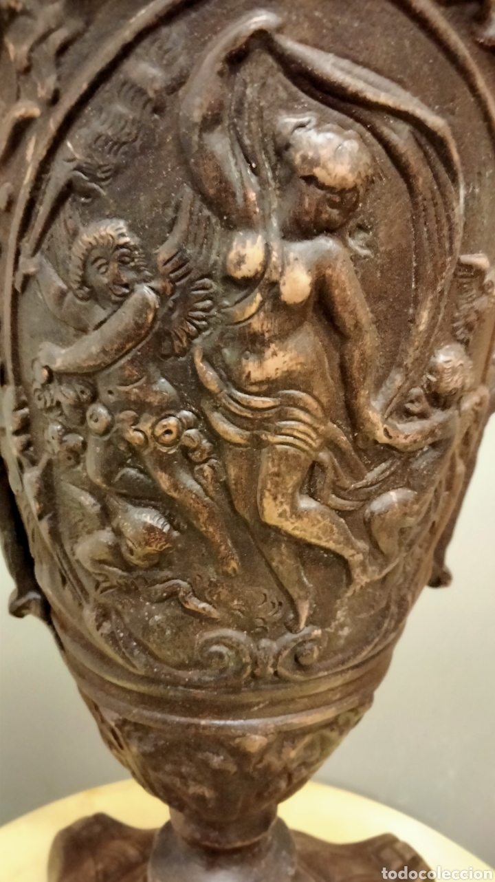 Arte: ANTIGUO JARRON EN BRONCE CON RELIEVES - Foto 5