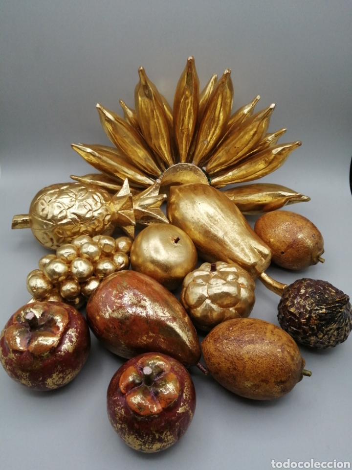 Arte: Bodeg&oacute;n. Frutas, madera tallada y policromada - Foto 2
