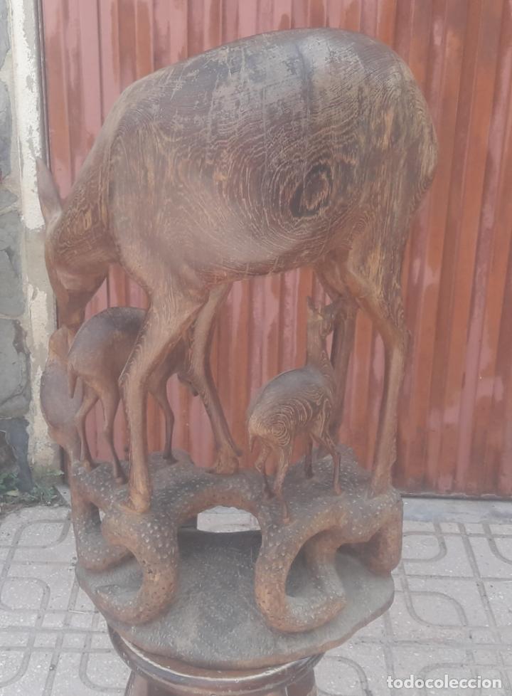 Arte: TALLA MADERA CIERVA CON DOS CERVATILLOS 75 CM X 49CM - Foto 6