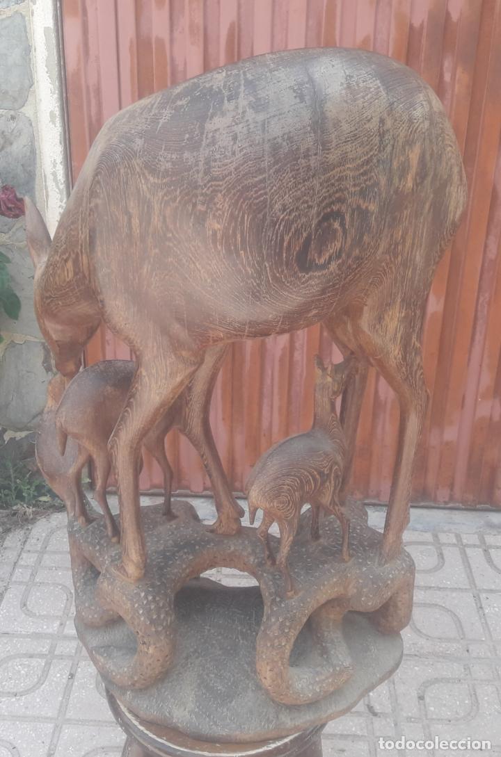 Arte: TALLA MADERA CIERVA CON DOS CERVATILLOS 75 CM X 49CM - Foto 7