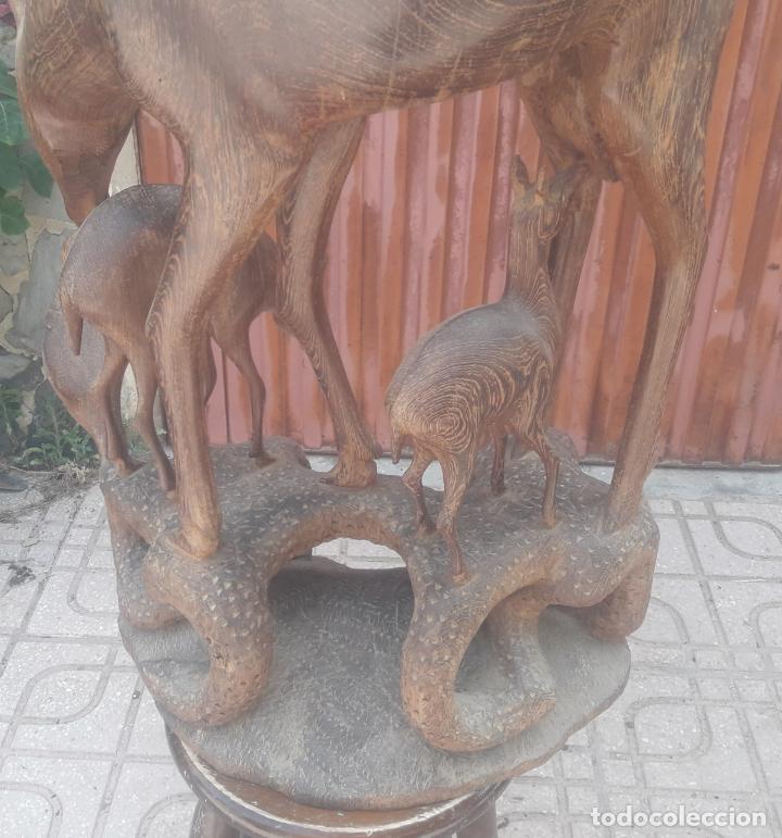Arte: TALLA MADERA CIERVA CON DOS CERVATILLOS 75 CM X 49CM - Foto 10
