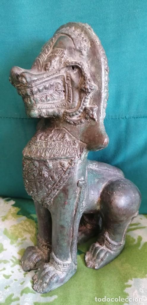 Arte: ANTIGUO LE&Oacute;N BIRMANO EN BRONCE - Foto 3