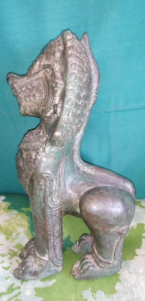 Arte: ANTIGUO LE&Oacute;N BIRMANO EN BRONCE - Foto 4