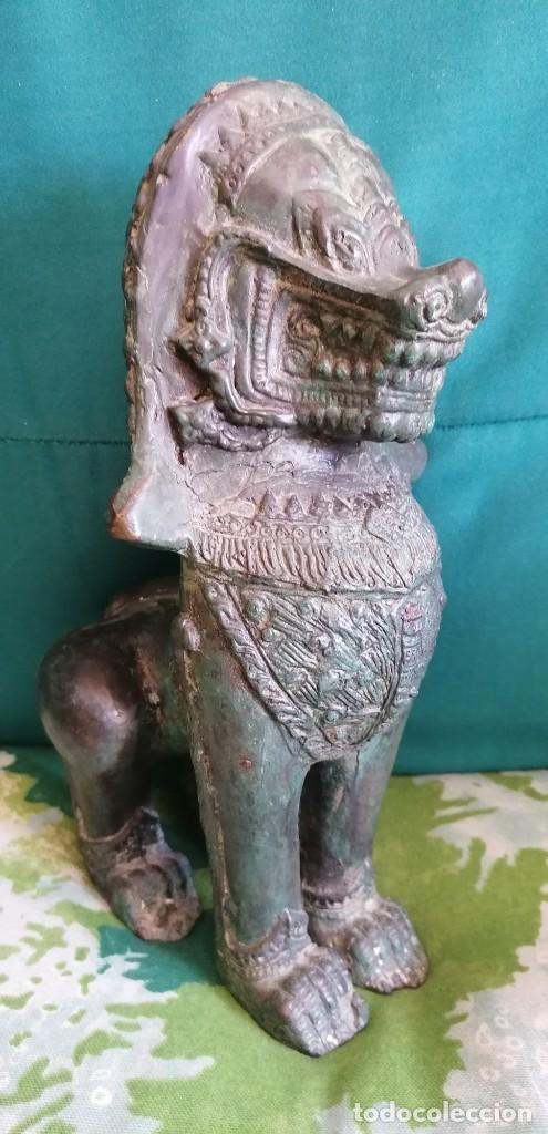 Arte: ANTIGUO LE&Oacute;N BIRMANO EN BRONCE - Foto 1