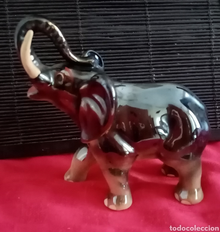 Arte: Antiguo elefante de porcelana gris y beige. Muy bonito 14cm x 13cm x 7cm - Foto 1 - 286160548