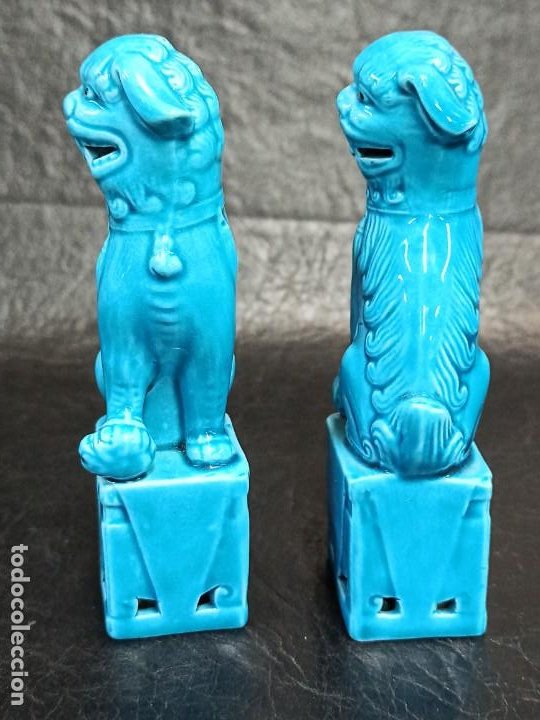 Arte: Bonita pareja de perros Fu de porcelana China. Leones FuV4 - Foto 2 - 301330703