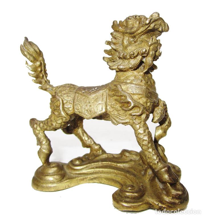 Arte: Perro dragon Foo en bronce al oro circa 1900 - Foto 1