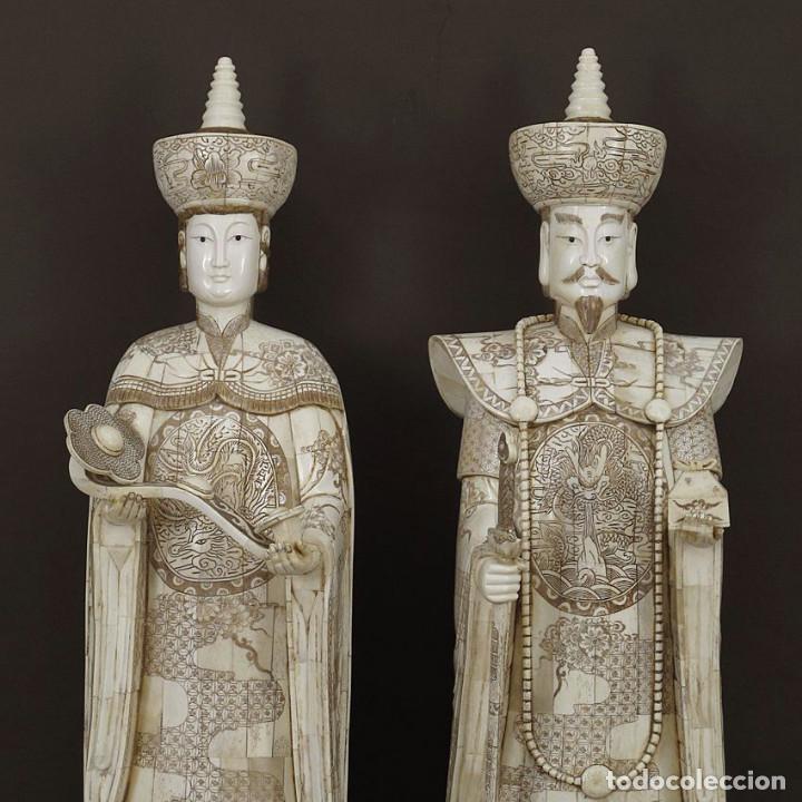 Arte: Figura de hueso Emperador & Emperatriz de pie 112cm con peana - Foto 2 - 289778948