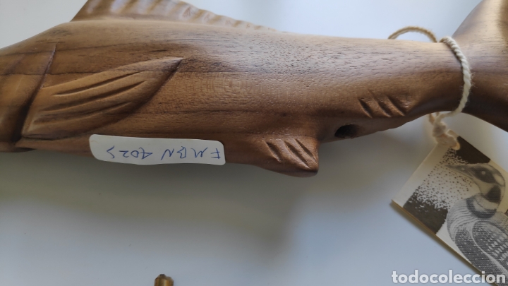 Arte: Pez vela Marlin Espada tallado en madera con base - Foto 6