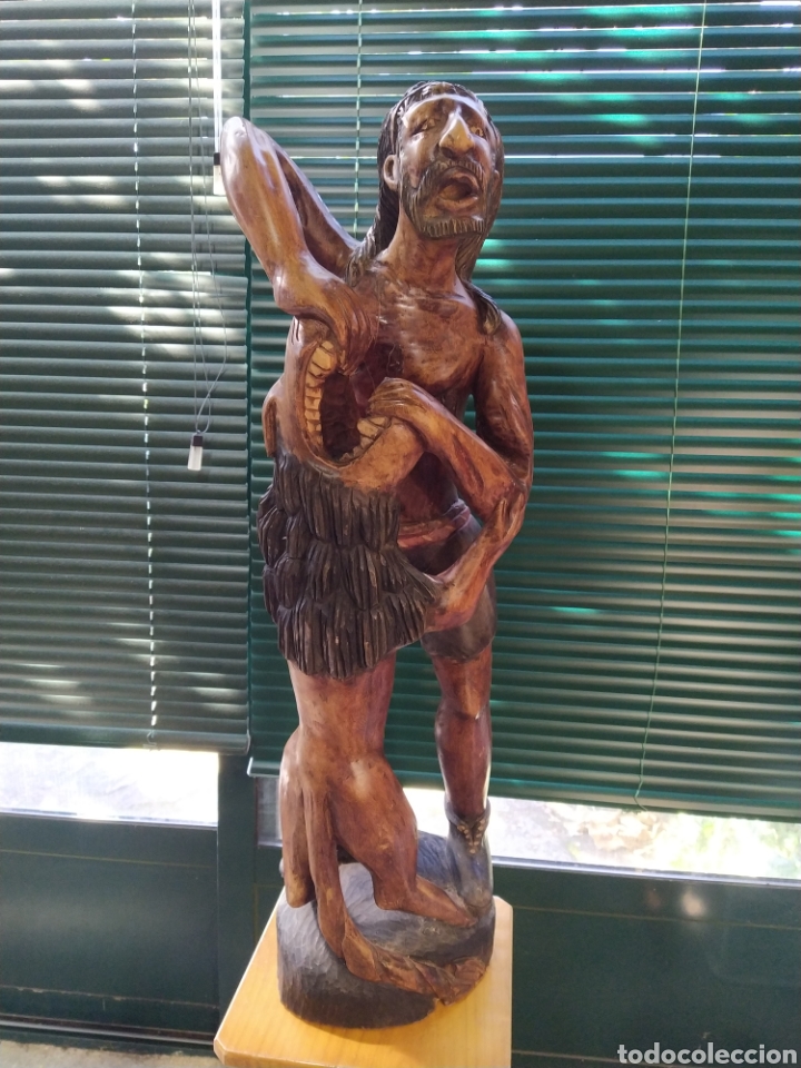 Arte: figura madera sanson con leon - Foto 1
