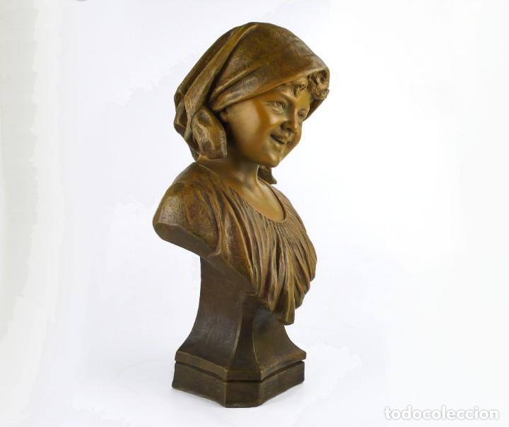 Arte: Goldscheider -Busto escultura Art Nouveau terracota policromada-firma y sello- Ca.1890-1900, Austria - Foto 6 - 301260048