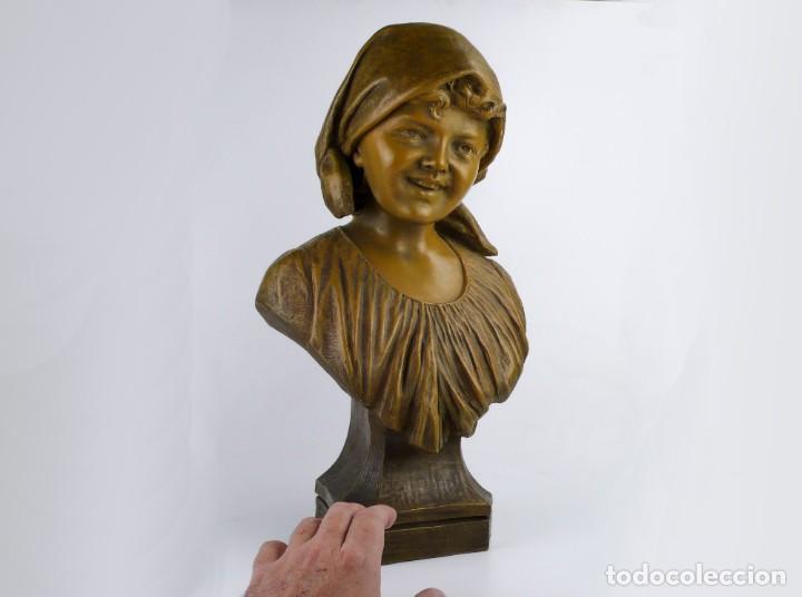 Arte: Goldscheider -Busto escultura Art Nouveau terracota policromada-firma y sello- Ca.1890-1900, Austria - Foto 8 - 301260048