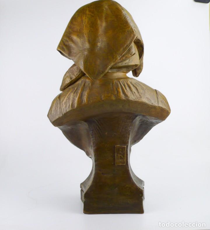 Arte: Goldscheider -Busto escultura Art Nouveau terracota policromada-firma y sello- Ca.1890-1900, Austria - Foto 10 - 301260048
