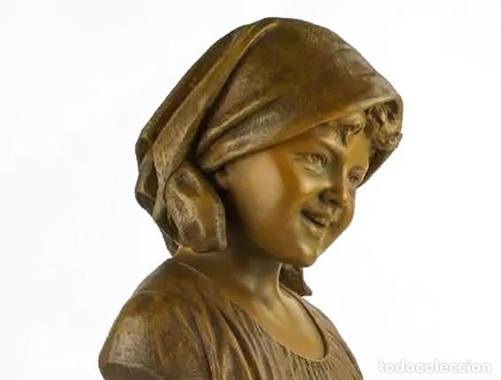 Arte: Goldscheider -Busto escultura Art Nouveau terracota policromada-firma y sello- Ca.1890-1900, Austria - Foto 11 - 301260048