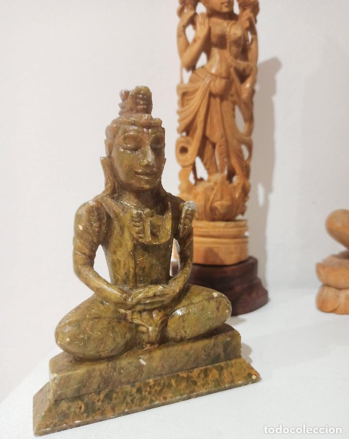Arte: Espectacular lote 4 esculturas en Marmol, bronce y madera sandalo Budistas, Shiva y Ghanesa - Foto 2 - 303480703