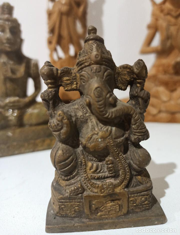 Arte: Espectacular lote 4 esculturas en Marmol, bronce y madera sandalo Budistas, Shiva y Ghanesa - Foto 3 - 303480703