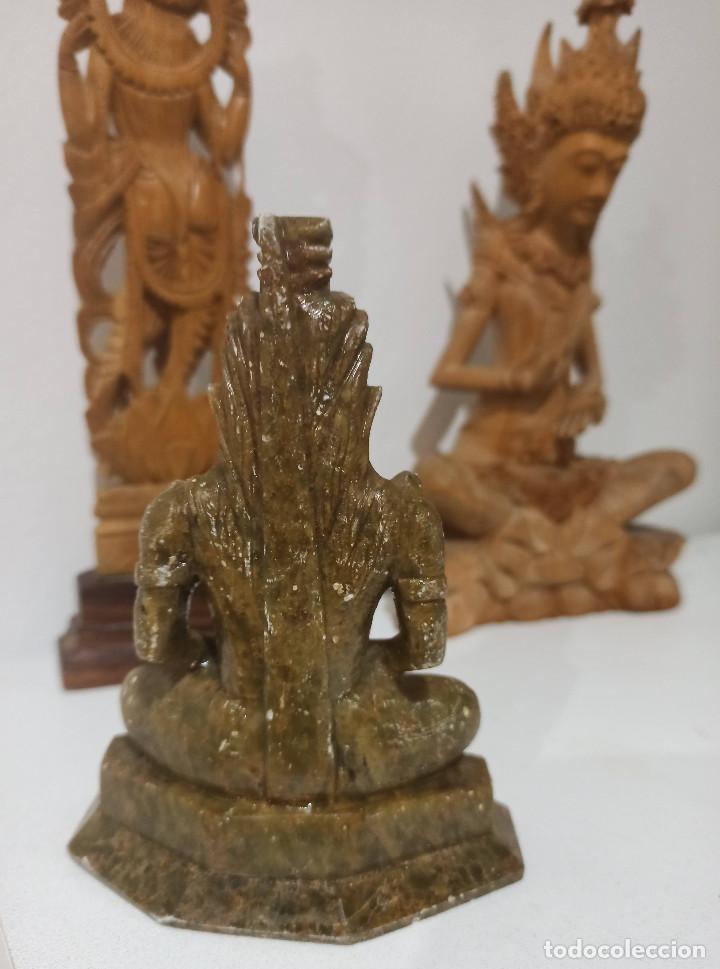 Arte: Espectacular lote 4 esculturas en Marmol, bronce y madera sandalo Budistas, Shiva y Ghanesa - Foto 8 - 303480703