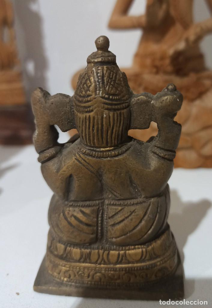 Arte: Espectacular lote 4 esculturas en Marmol, bronce y madera sandalo Budistas, Shiva y Ghanesa - Foto 12 - 303480703