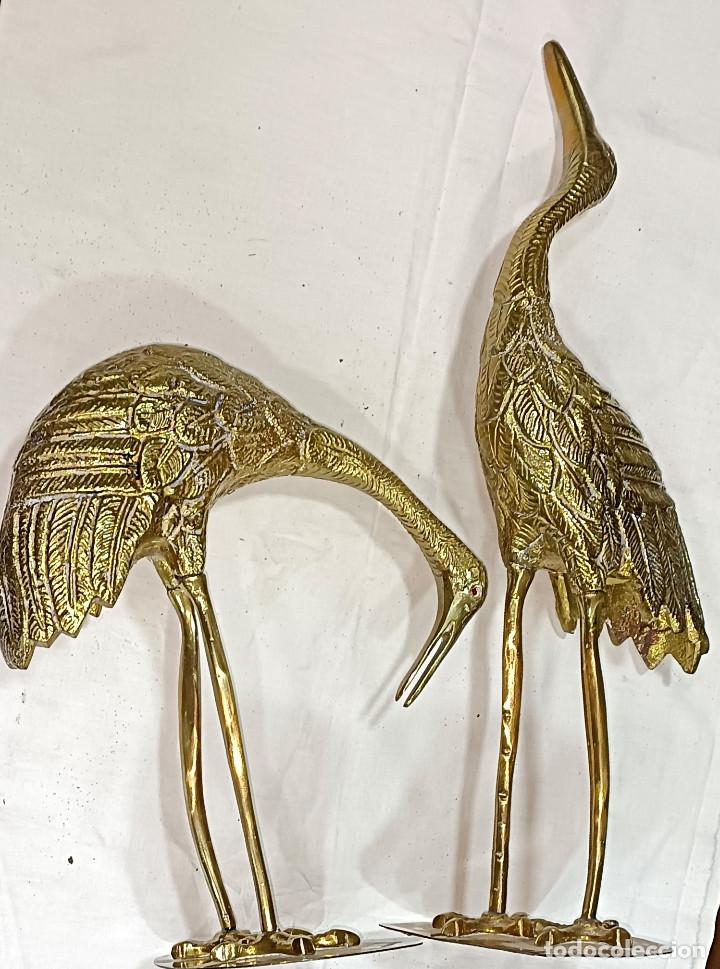Arte: PAREJA DE GRULLAS - BRONCE Y GRANATES - - Foto 1
