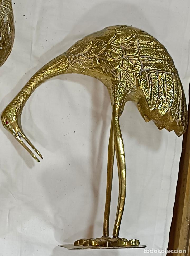 Arte: PAREJA DE GRULLAS - BRONCE Y GRANATES - - Foto 3