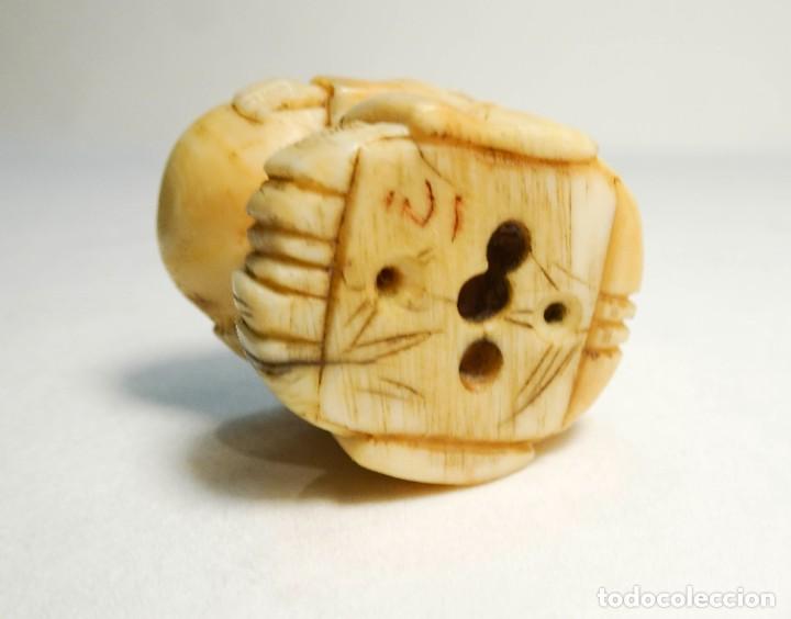 Arte: Netsuke de marfil Ni&ntilde;o con cuenco - Foto 6