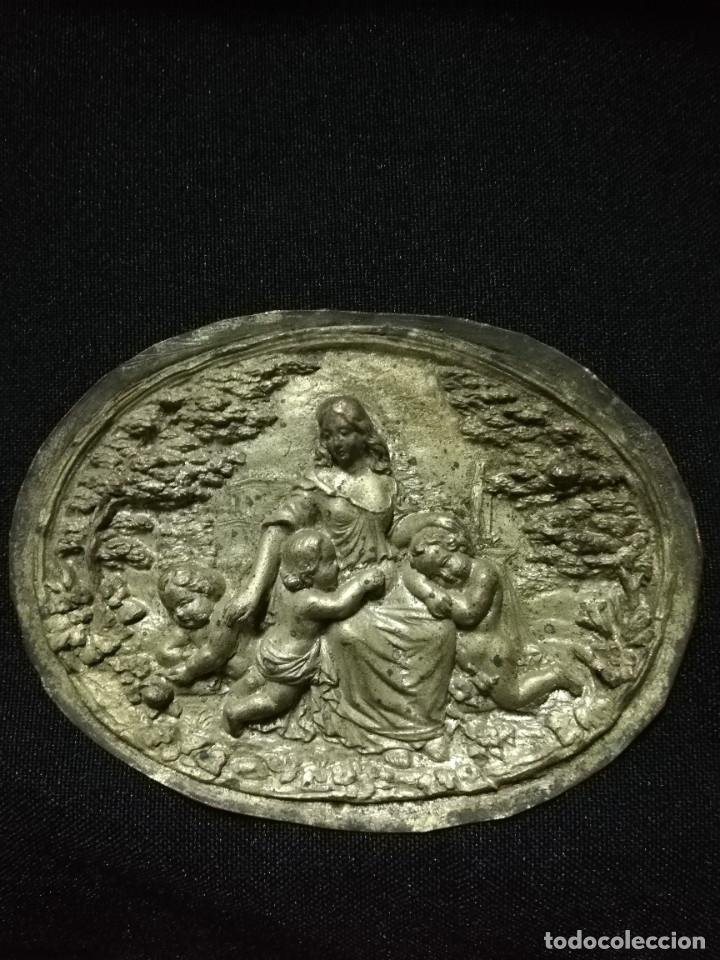 Arte: PLACA DE BRONCE OVAL S. XIX - Foto 1