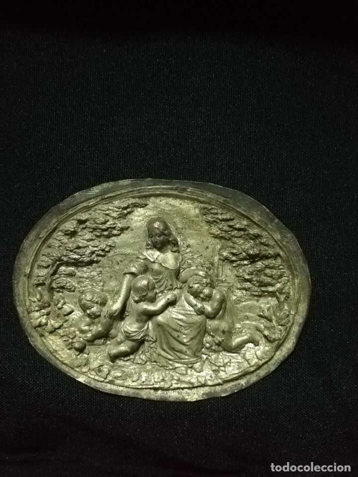 Arte: PLACA DE BRONCE OVAL S. XIX - Foto 2