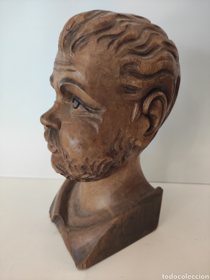 Arte: Busto talla de madera antigua - Foto 2