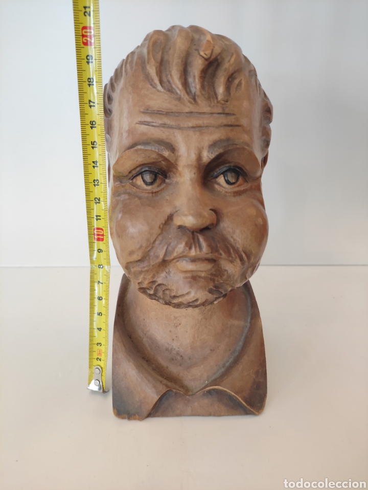Arte: Busto talla de madera antigua - Foto 6