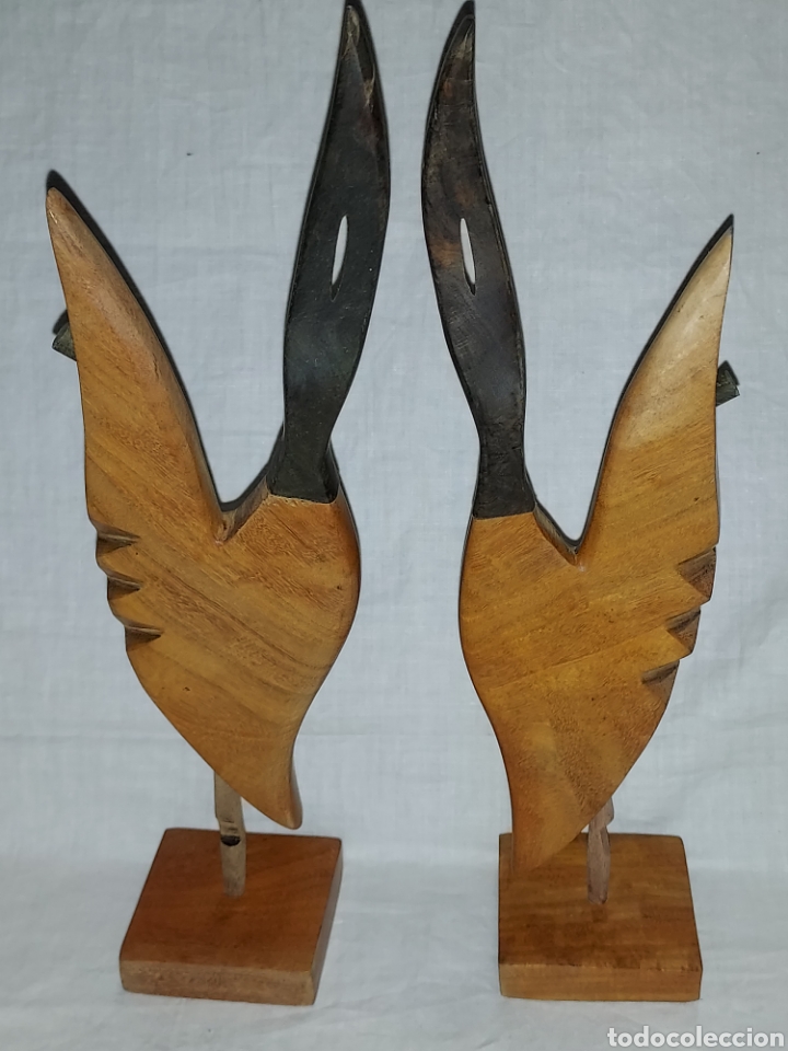 Arte: PAREJA DE FIGURAS DE MADERA - Foto 6