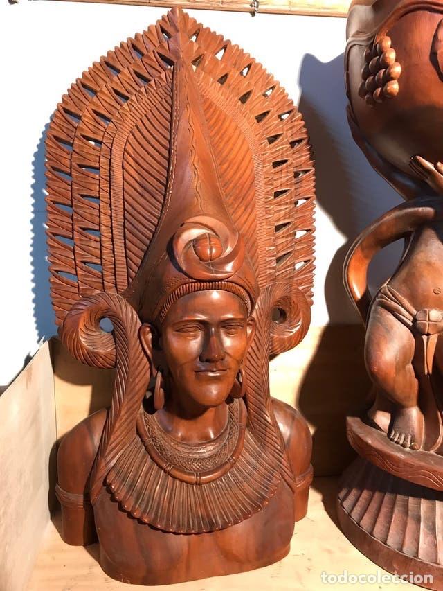 Arte: BUSTO INDIO - TALLA DE MADERA TROPICAL - Foto 1